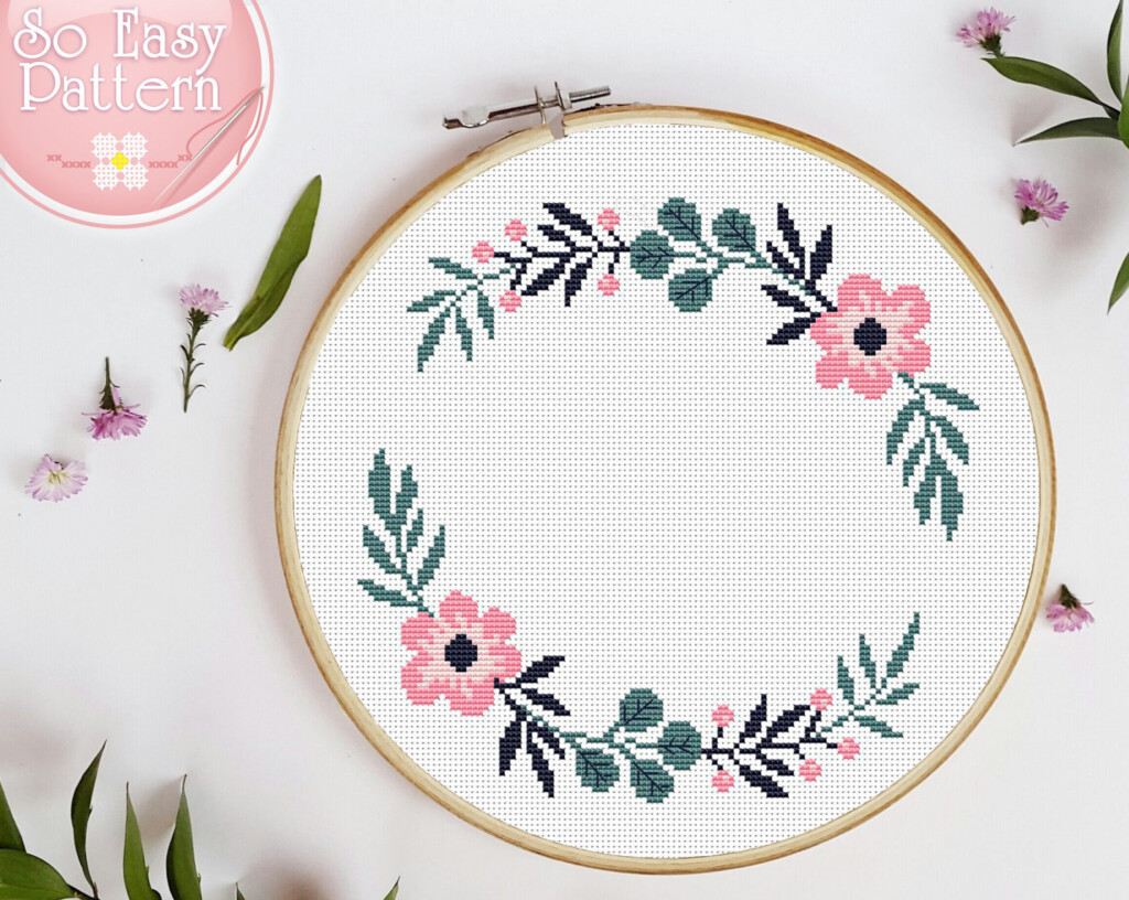 Floral Wreath Cross Stitch Pattern PDF Flower Cross Stitch Etsy - Cross Stitch Floral Wreath Pattern