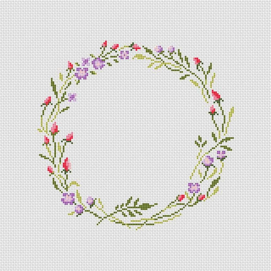 Floral Wreath Cross Stitch Pattern PDF Flower Cross Stitch Etsy - Cross Stitch Floral Wreath Pattern
