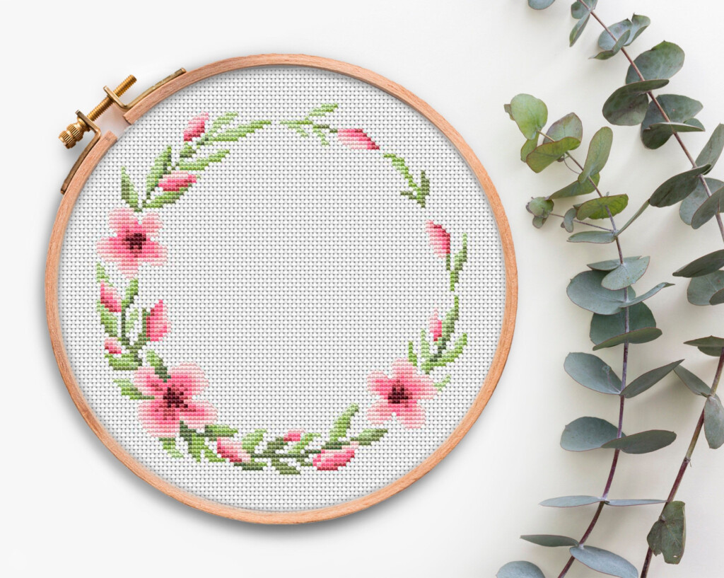 Floral Wreath Cross Stitch Pattern PDF Modern Xstitch Chart Etsy - Cross Stitch Floral Wreath Pattern