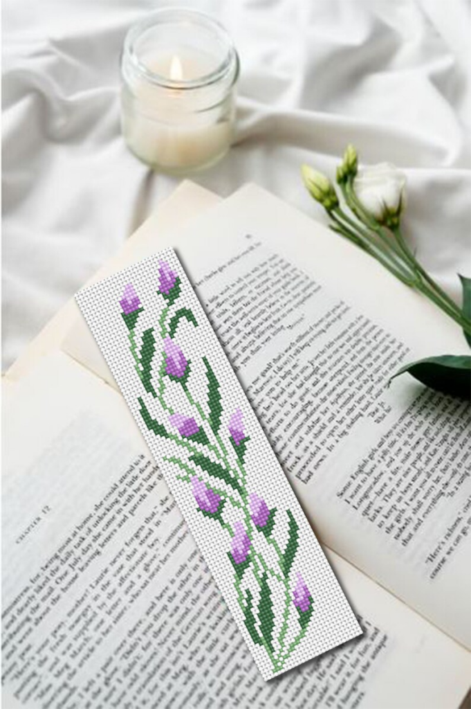 Flower Bookmark Cross Stitch Pattern PDF Download Small Floral Cross  - Cross Stitch Flower Bookmark Patterns