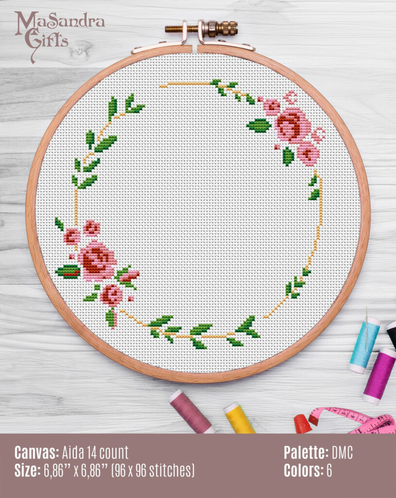 Flower Frame Cross Stitch Pattern Border Cross Stitch Pattern Etsy - Cross Stitch Flower Border Patterns Free