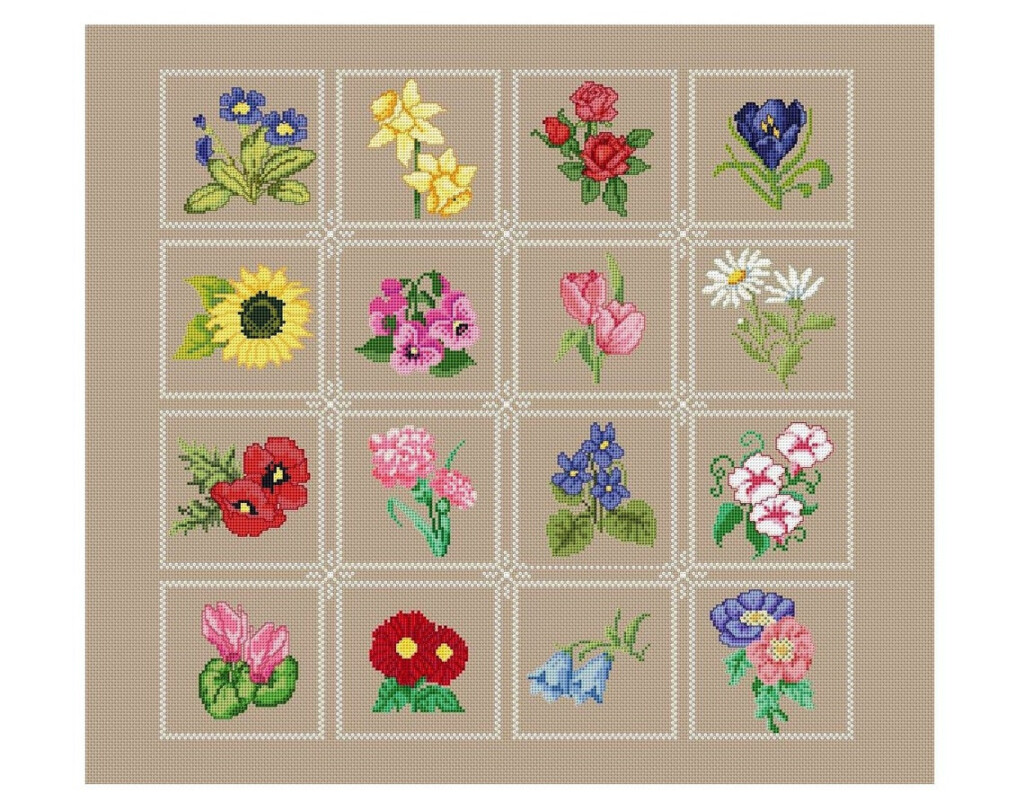 Flower Sampler Cross Stitch Pattern Flower Mini Small Floral Etsy - Cross Stitch Patterns For Sale