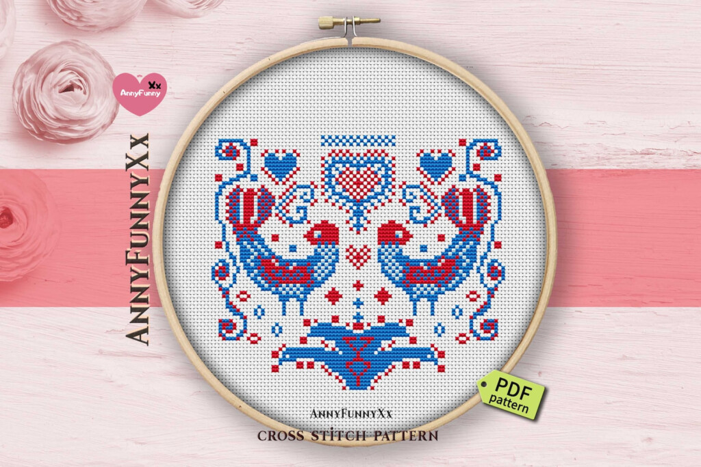 Folk Art Cross Stitch Pattern PDF Etsy - Folk Art Cross Stitch Patterns