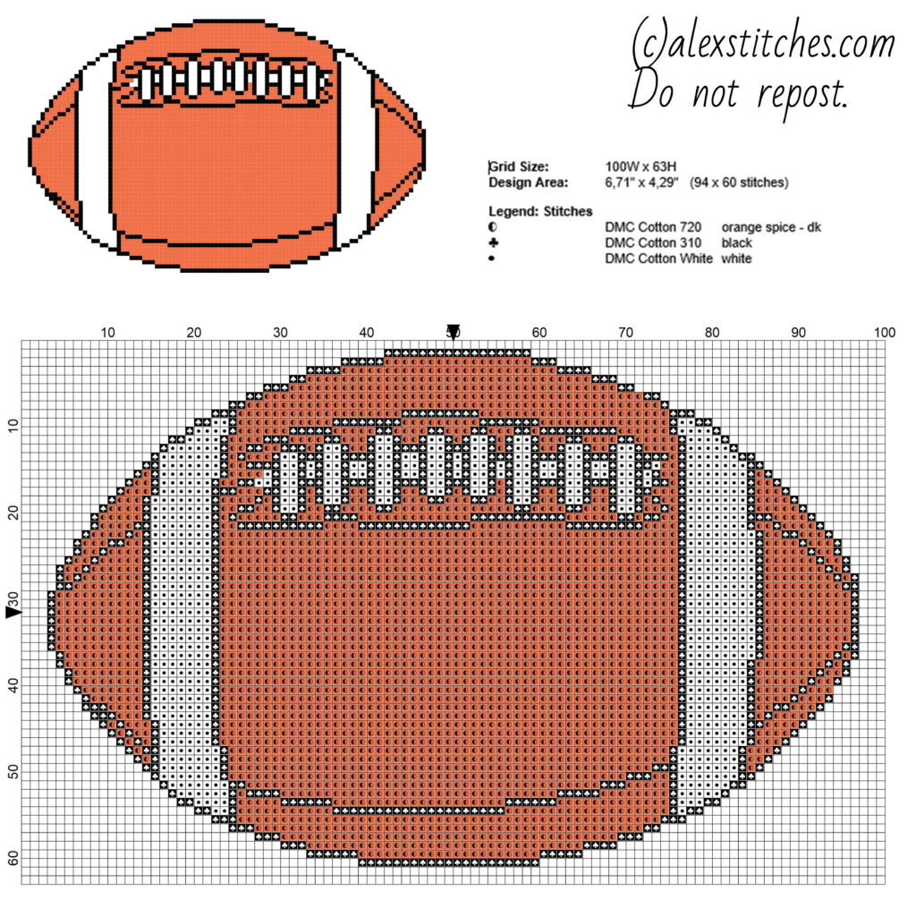 Football Oval Ball Cross Stitch Pattern Free Download - Free Cross Stitch Football Pattern
