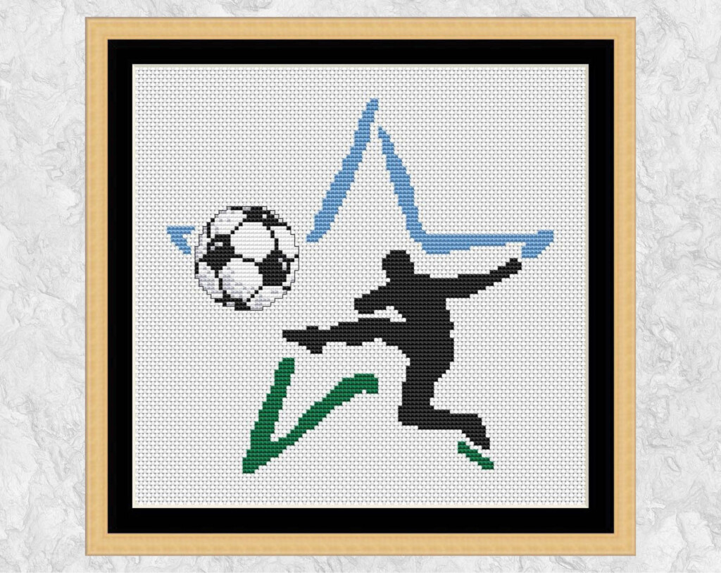 Football Star Cross Stitch Pattern Modern Soccer Sport Etsy Cross  - Small Football Cross Stitch Pattern