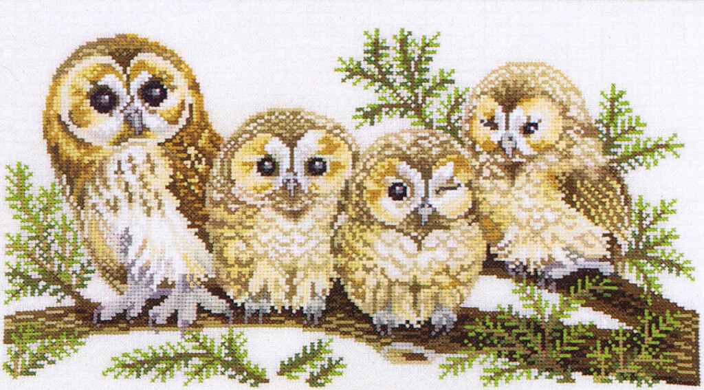 Four Owls Cross Stitch Kit By Eva Rosenstand - Owl Cross Stitch Pattern Free Download