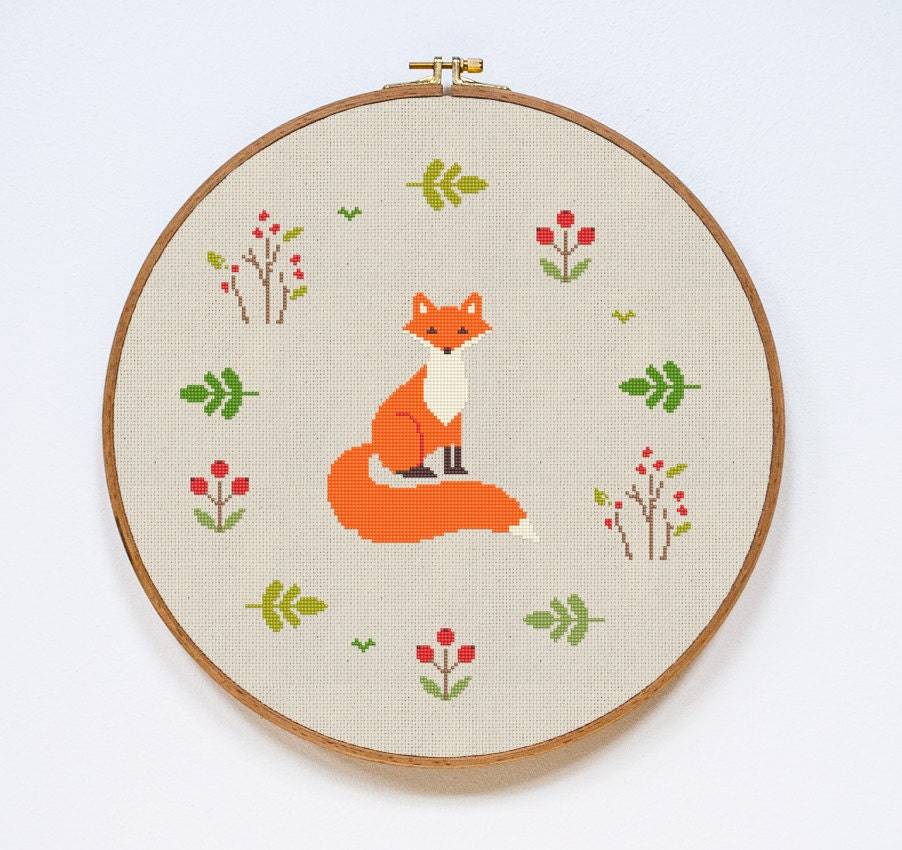 Fox Cross Stitch Pattern Modern Cute Animal Counted Easy - Small Fox Cross Stitch Pattern