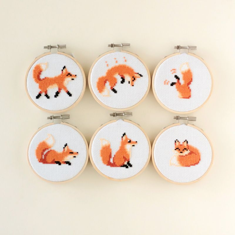 Fox Cross Stitch Pattern PDF Bundle Set Of 6 Fox Patterns Instant  - Small Fox Cross Stitch Pattern