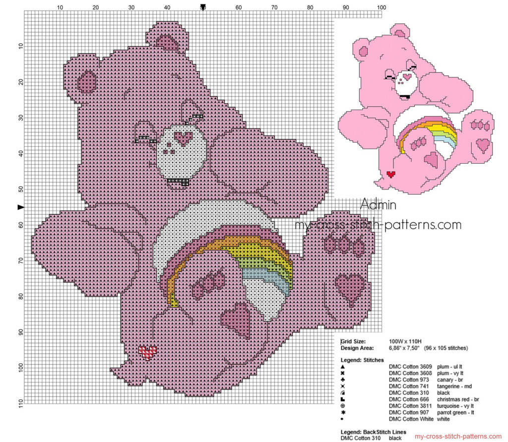 Free Care Bear Cross Stitch Patterns Care Bears GOOD LUCK BEAR  - Care Bears Cross Stitch Patterns