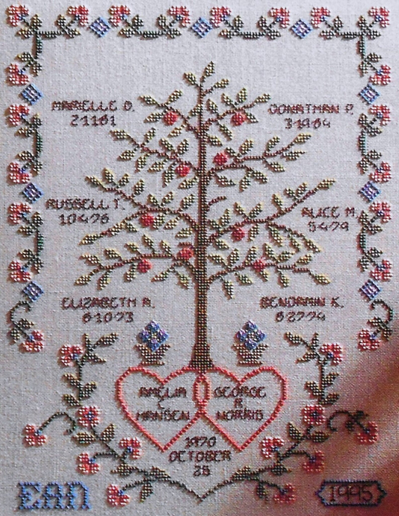 Free Counted Cross Stitch Family Tree Patterns Our Family Family Tree  - Free Cross Stitch Family Tree Pattern