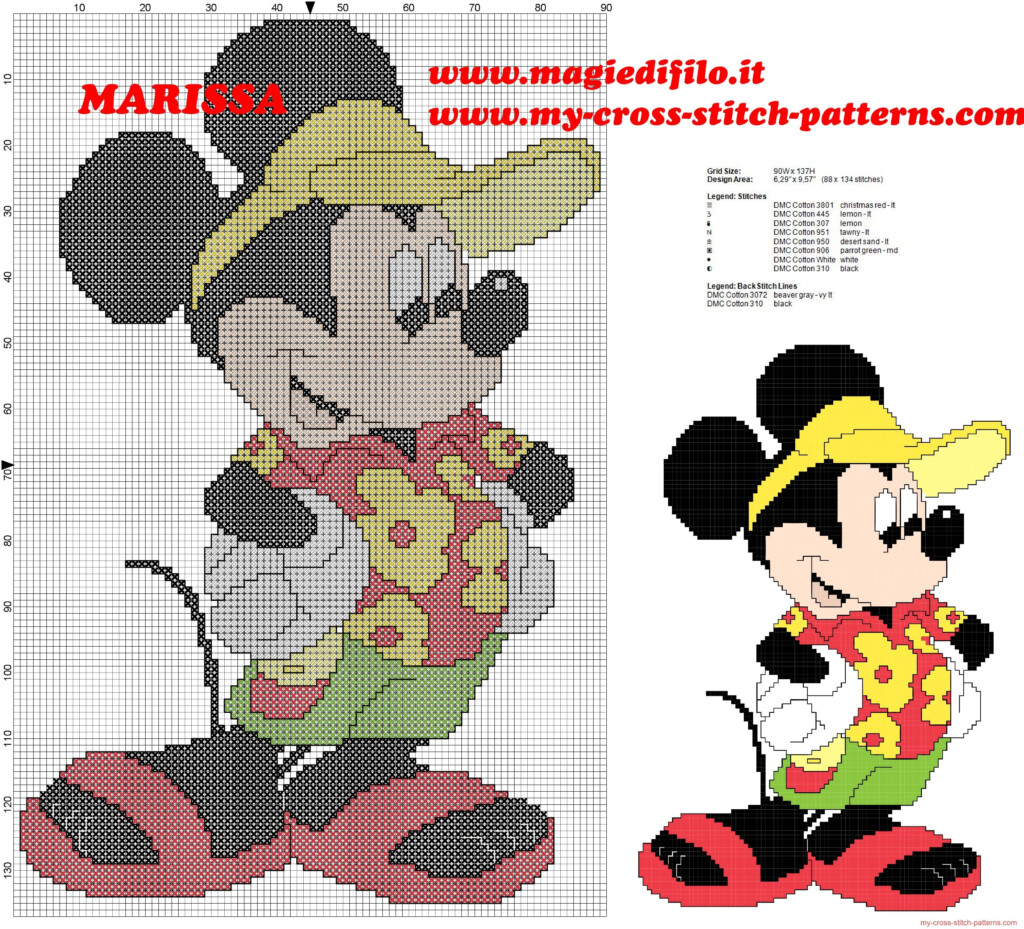 Free Cross Stitch Pattern Mickey Mouse Disney On Vacation Free Cross  - Free Mickey And Minnie Mouse Cross Stitch Patterns