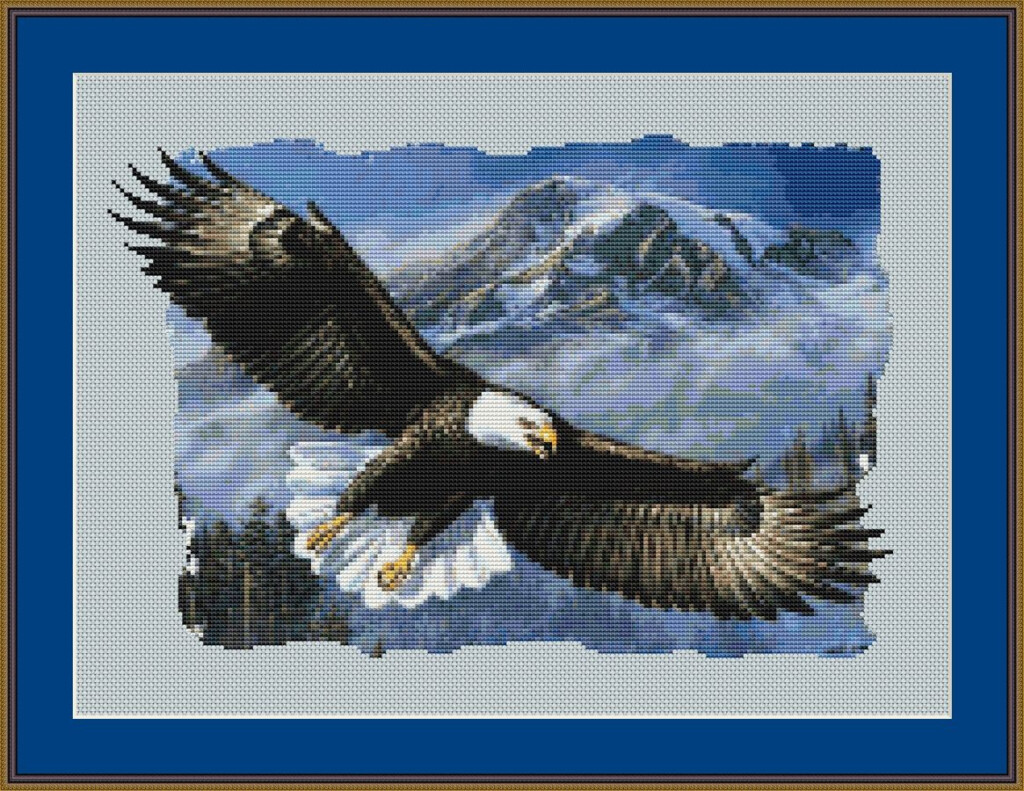 Free Cross Stitch Patterns Instant Cross Stitch Patterns Soaring  - Flying Bird Cross Stitch Pattern