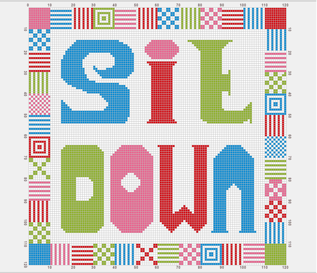 Free Fun Supersized Cross Stitch Pillow Pattern Pillar Box Blue - Cross Stitch Pillow Patterns Free