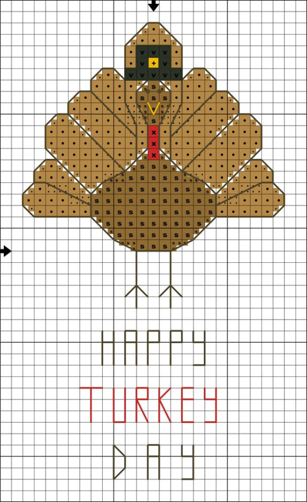 Free Happy Turkey Day Cross Stitch Pattern Cross Stitch Holiday  - Free Turkey Cross Stitch Pattern