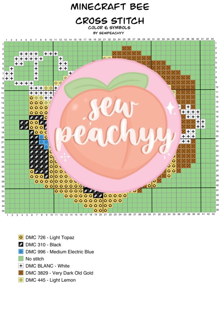 Free Minecraft Bee Cross Stitch DIGITAL ONLY SewPeachyy s Ko fi  - Minecraft Bee Cross Stitch Pattern