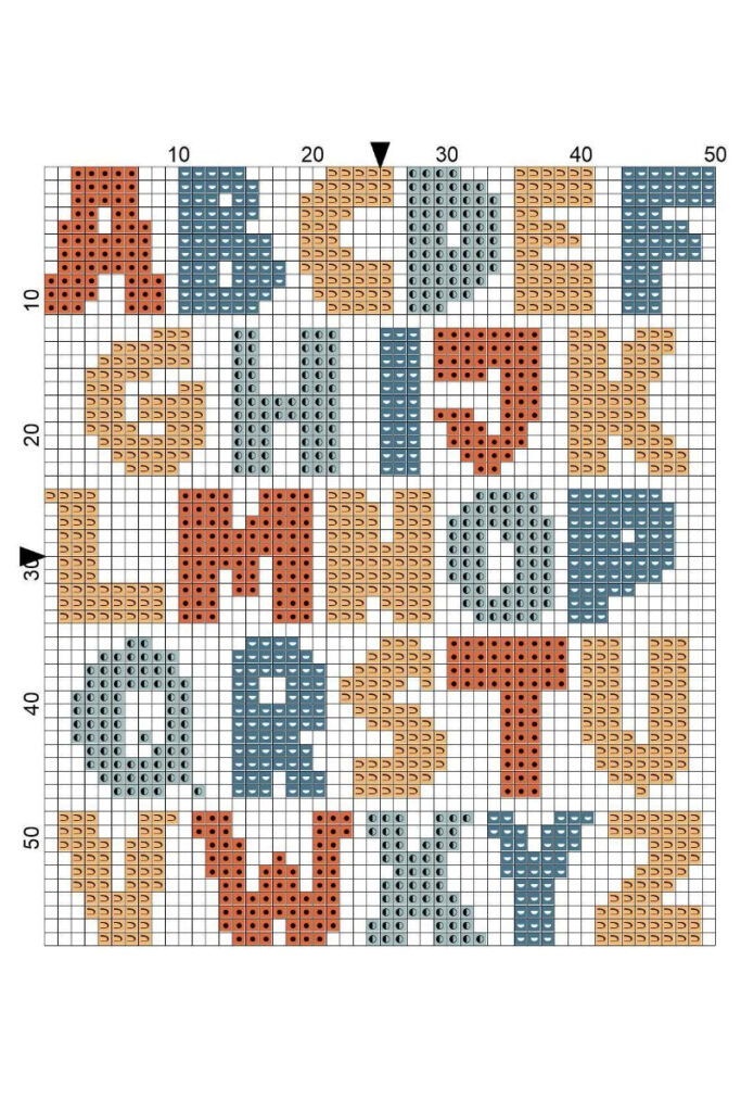 Free Printable Cross Stitch Alphabet Craft With Cartwright - Alphabet Letters Cross Stitch Pattern