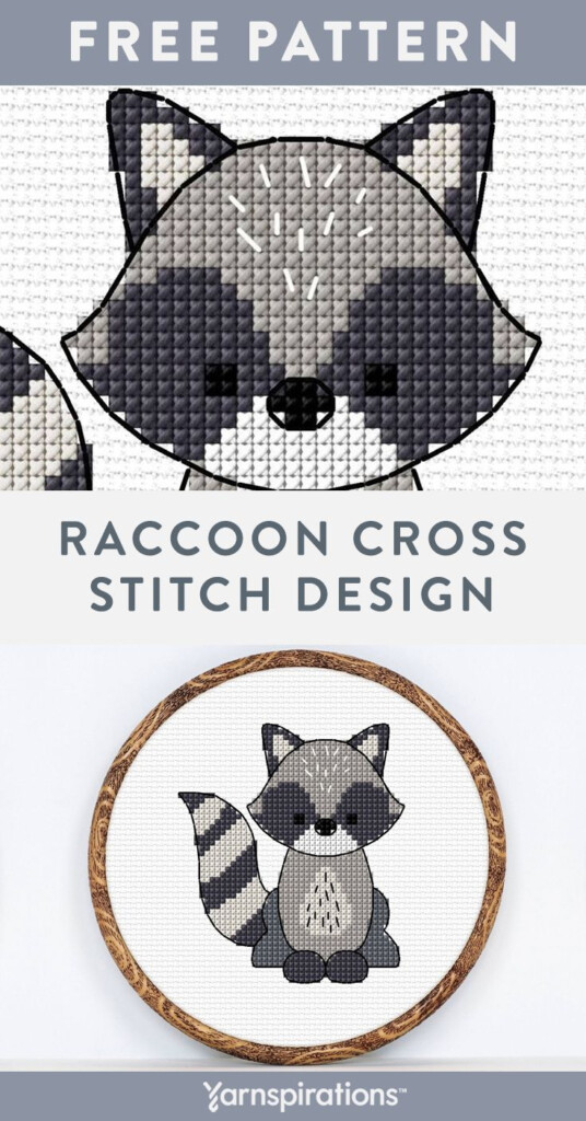 Free Raccoon Cross Stitch Design Pattern Using Anchor Embroidery Floss  - Raccoon Cross Stitch Pattern Free