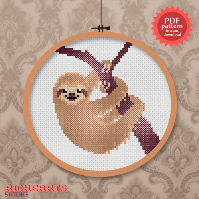 Free Sloth Counted Cross Stitch Patterns It s Easy If You Do It Smart  - Free Sloth Cross Stitch Pattern