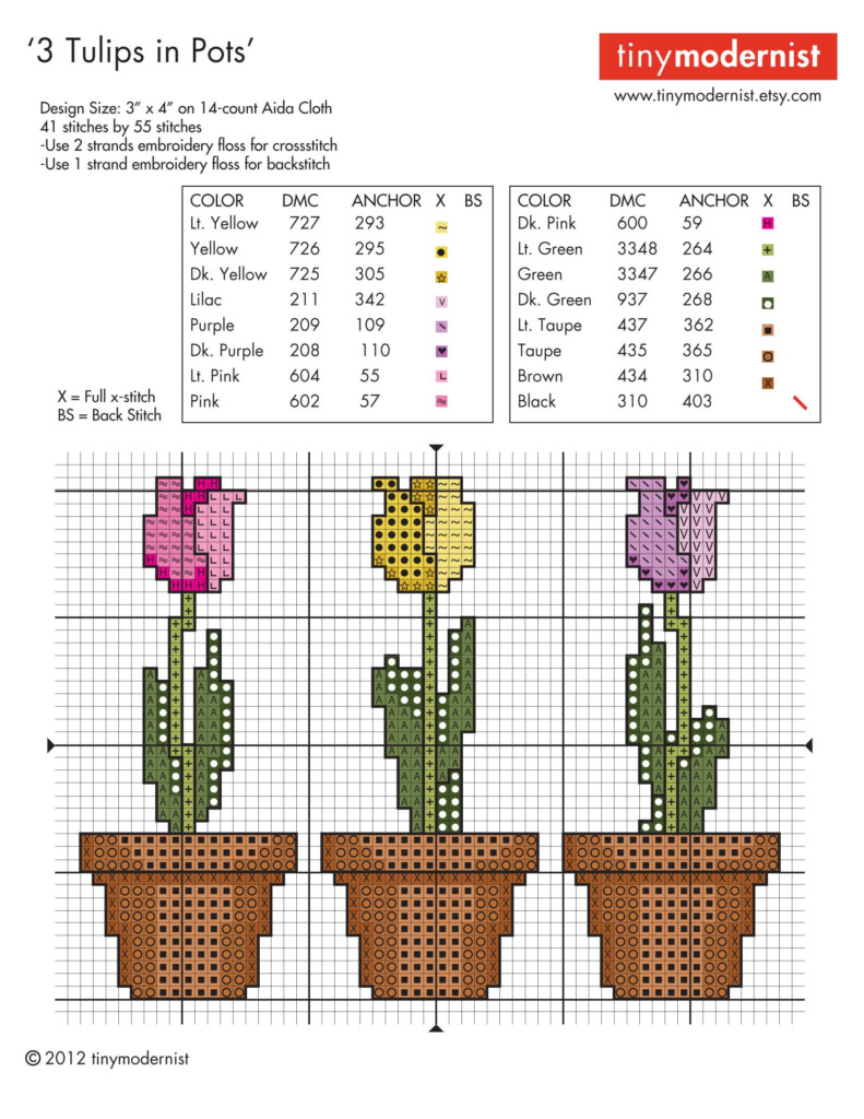 FREE Spring Tulip Cross Stitch Pattern PDF Download Cross Stitch  - Small Cross Stitch Patterns Free Download