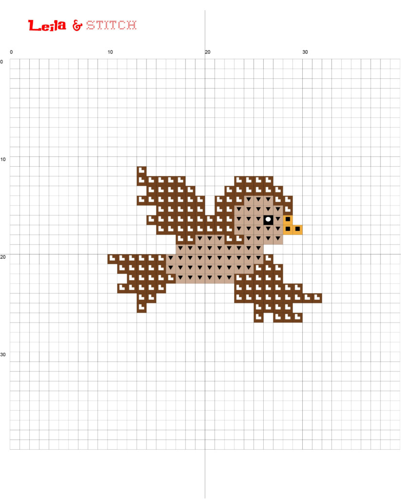 FREE Tiny Bird Cross Stitch Chart Pattern - Easy Small Bird Cross Stitch Pattern