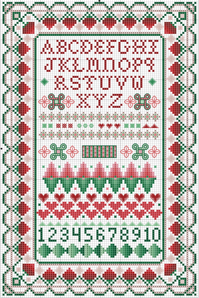 Freebie Strawberry Border Sampler Cross Stitch Sampler Patterns  - Free Printable Cross Stitch Sampler Patterns