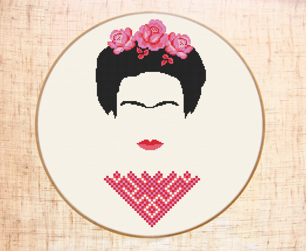 Frida Kahlo Cross Stitch Pattern Modern Cross Stitch Frida E Inspire  - Frida Kahlo Cross Stitch Pattern Free