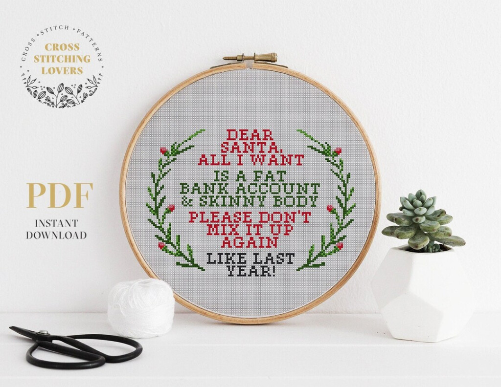 Funny Christmas Cross Stitch Pattern Fun And Easy Christmas Home  - Funny Christmas Cross Stitch Patterns