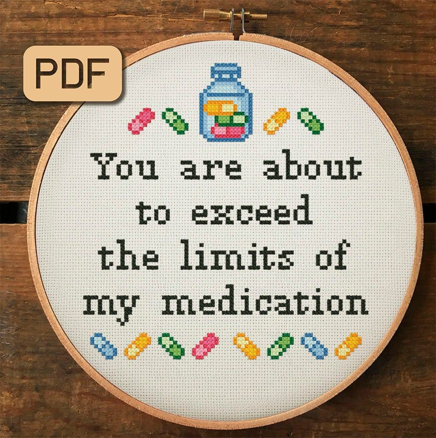 Funny Cross Stitch Pattern Mental Health Crossstitch PDF Sassy  - Funny Cross Stitch Patterns Free Printable