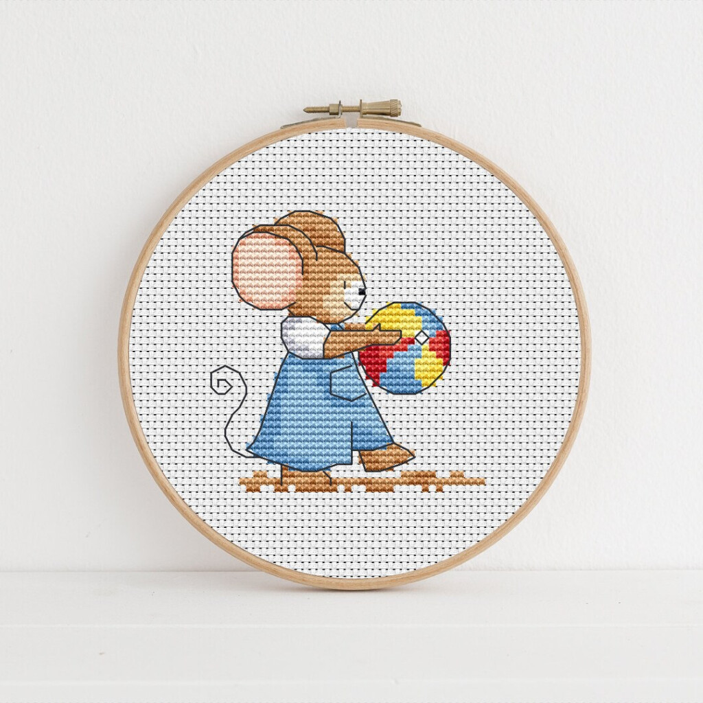 Furry Tales Beach Ball Mouse Cross Stitch Pattern By Lucie Heaton PDF  - Lucie Heaton Cross Stitch Patterns