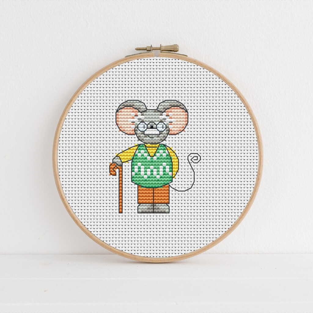 Furry Tales Grandpa Mouse Cross Stitch Pattern By Lucie Heaton PDF  - Lucie Heaton Cross Stitch Patterns