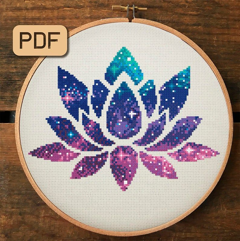 Galaxy Lotus Cross Stitch Pattern Flower Crossstitch PDF Etsy Italia  - Lotus Flower Cross Stitch Pattern Free