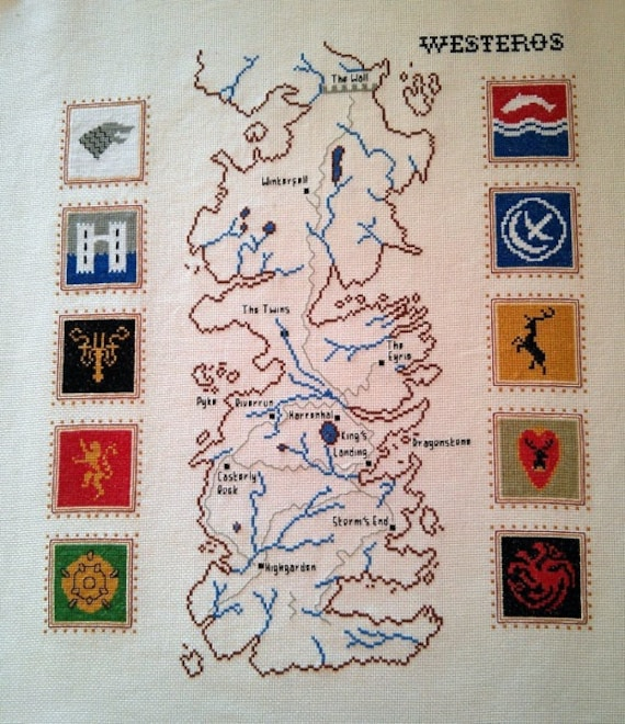 Game Of Thrones Cross Stitch Pattern Westeros Map - Game Of Thrones Cross Stitch Pattern