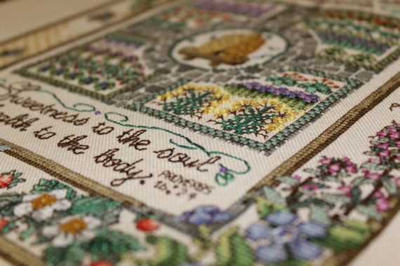 Gathering Honey Finished Cross Stitch Pleasant Words Are Etsy Cross  - Gathering Honey Cross Stitch Pattern