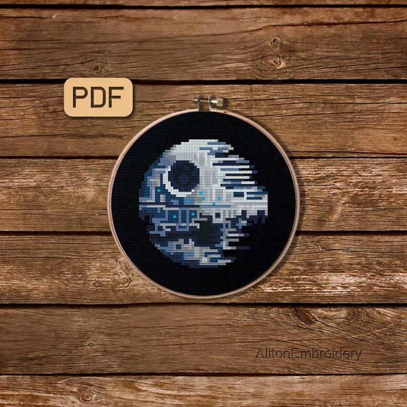 Geek Cross Stitch Pattern Death Star Crossstitch PDF Star Etsy - Death Star Cross Stitch Pattern