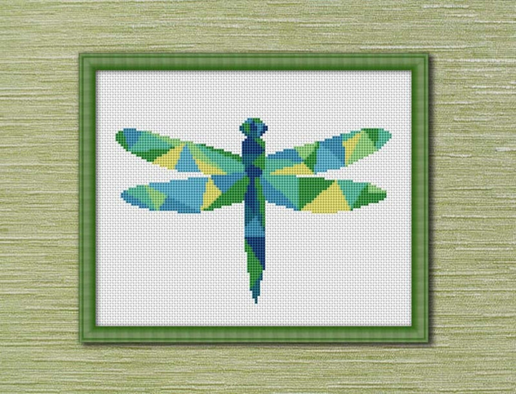 Geometric Dragonfly Counted Cross Stitch Pattern PDF Cross Etsy - Dragonfly Counted Cross Stitch Patterns