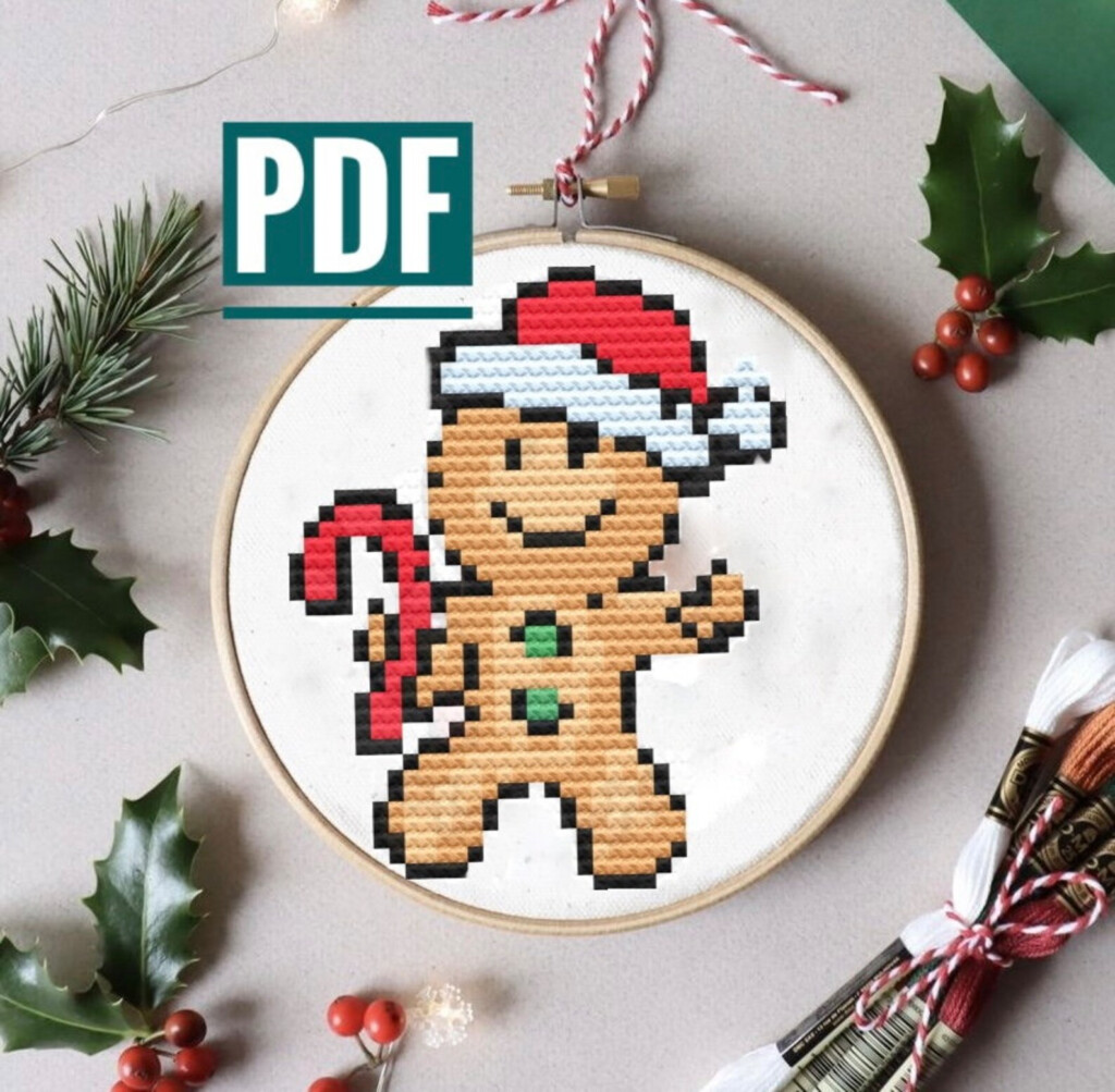 Gingerbread Man Cross Stitch Pattern PDF Christmas Gingerbread Man  - Gingerbread Man Cross Stitch Pattern