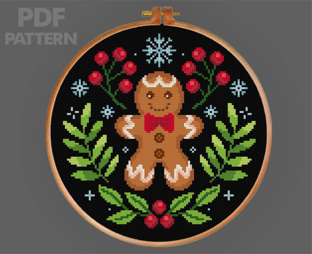 Gingerbread Man Cross Stitch Pattern Winter Cross Stitch Christmas  - Gingerbread Man Cross Stitch Pattern