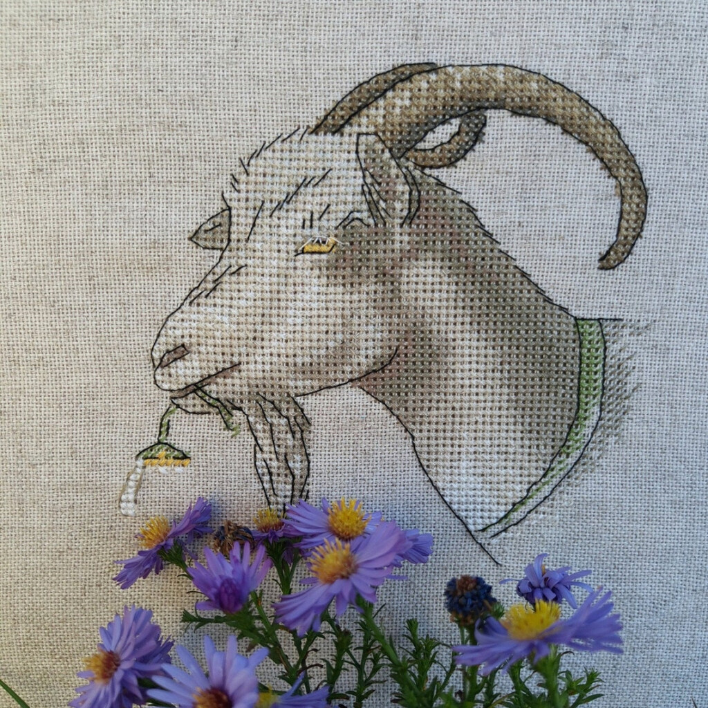Goat Cross Stitch Pattern PDF Instant Download Flower Cross Etsy - Goat Cross Stitch Patterns Free