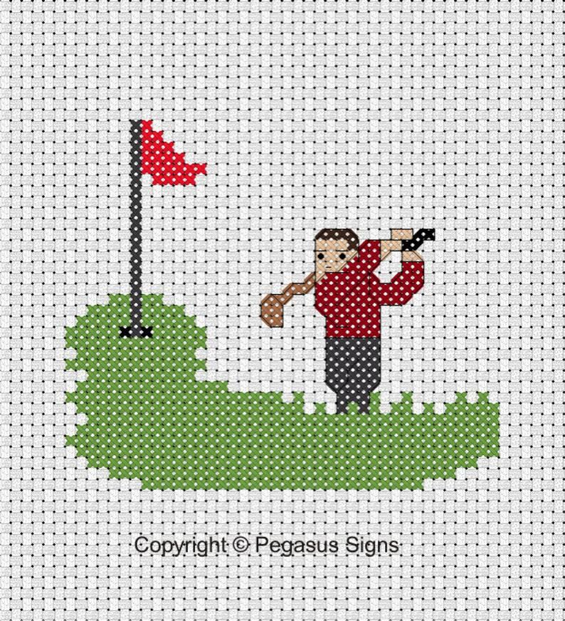 Golfing Cross Stitch Pattern Only PDF JPEG Files Golf Hobby Fun Sport  - Golf Themed Cross Stitch Patterns