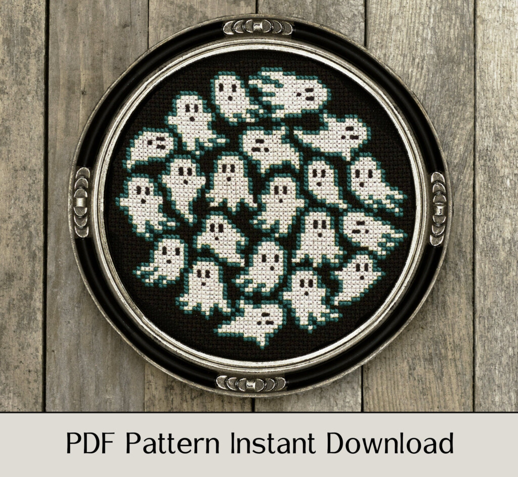 Halloween Ghost Cross Stitch Pattern PDF Instant Download Etsy  - Ghost Cross Stitch Patterns Free