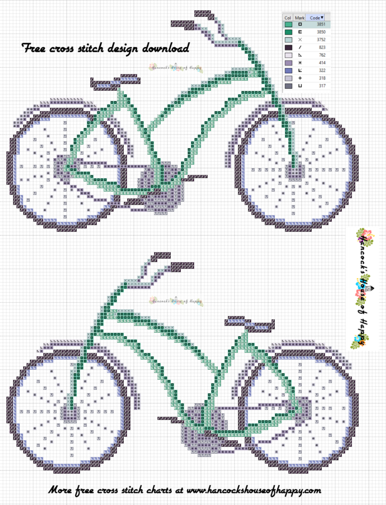 Hancock s House Of Happy Short And Sweet Week Free Bicycle Cross  - Cross Stitch Bicycle Patterns Free