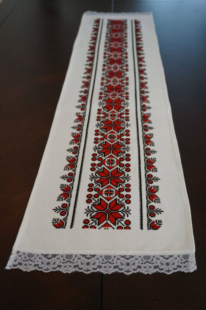 Handmade Cross Stitch Table Runner romanian Handmade Embroidered Table  - Cross Stitch Patterns For Table Runners