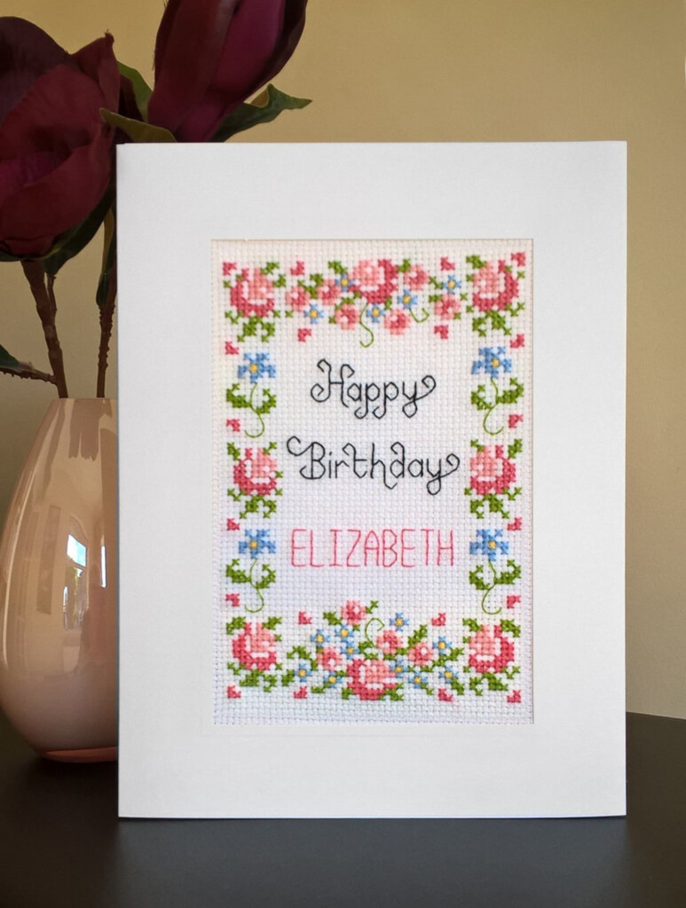 Happy Birthday Cross Stitch Card Kit Etsy - Cross Stitch Happy Birthday Pattern