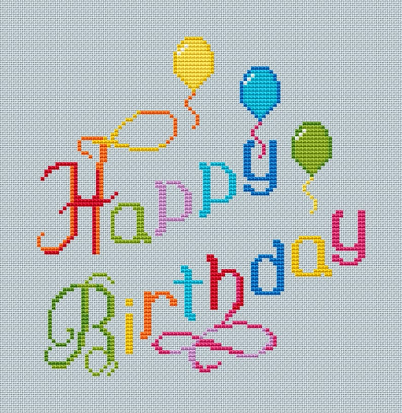 Happy Birthday Cross Stitch Pattern CrossStitchingForFun Etsy - Cross Stitch Happy Birthday Pattern