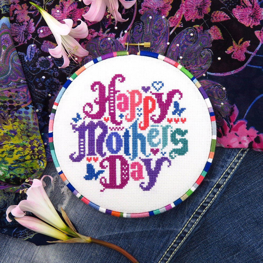 Happy Mothers Day Cross Stitch Pattern Pdf Mothers Day Gift Etsy  - Mothers Day Cross Stitch Patterns