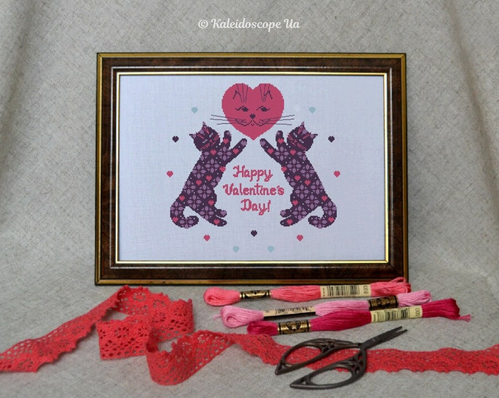 Happy Valentine s Day 2 Cross Stitch Pattern Digital Cross Etsy - Cross Stitch Patterns For Valentines Day