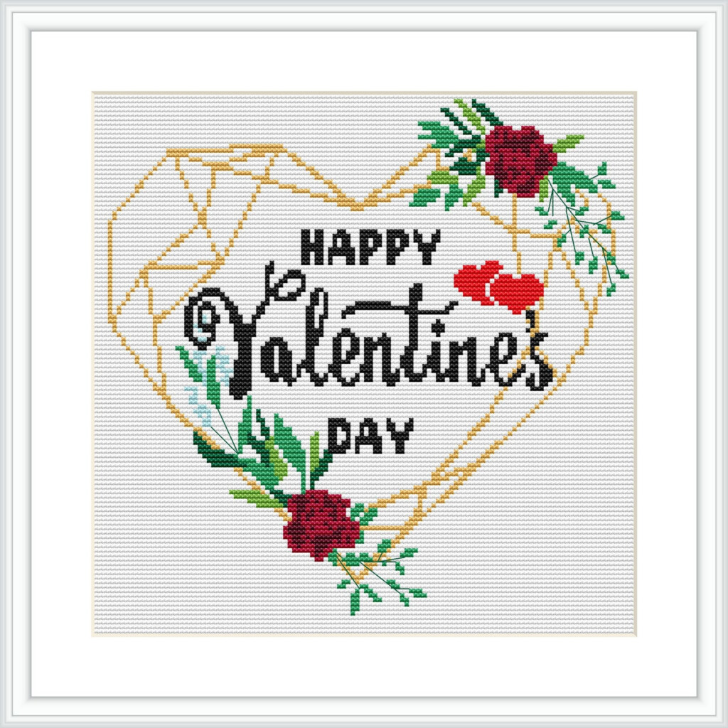 Happy Valentine s Day Cross Stitch Pattern Easy Counted Etsy - Free Valentine Cross Stitch Patterns