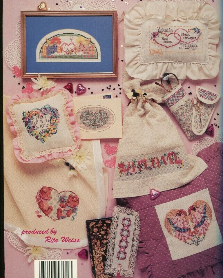 Hearts Flowers Sam Hawkins Cross Stitch Pattern 1991 Welcome Garden  - Sam Hawkins Cross Stitch Patterns