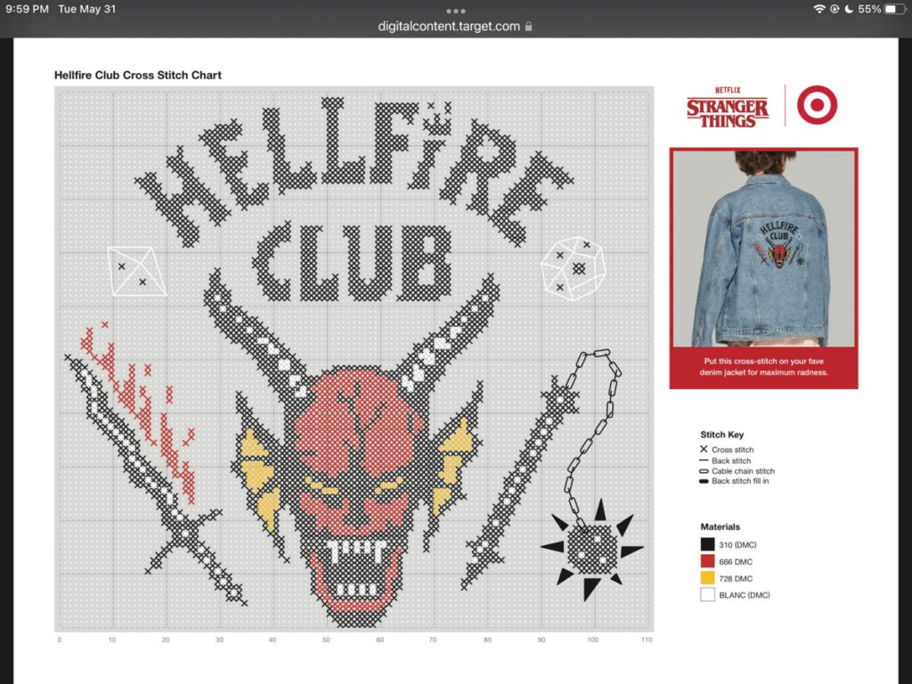Hellfire Club Cross Stitch Pattern Target Cross Stitch Cross  - Hellfire Club Cross Stitch Pattern