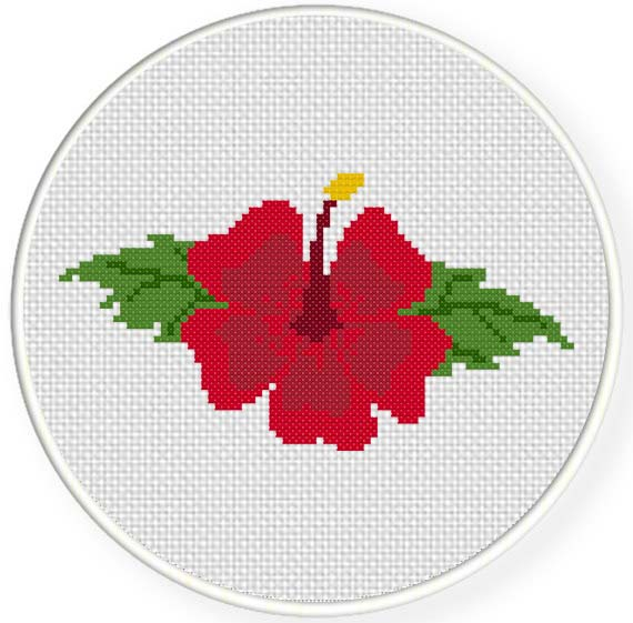 Hibiscus Cross Stitch Pattern Daily Cross Stitch - Hibiscus Flower Cross Stitch Pattern